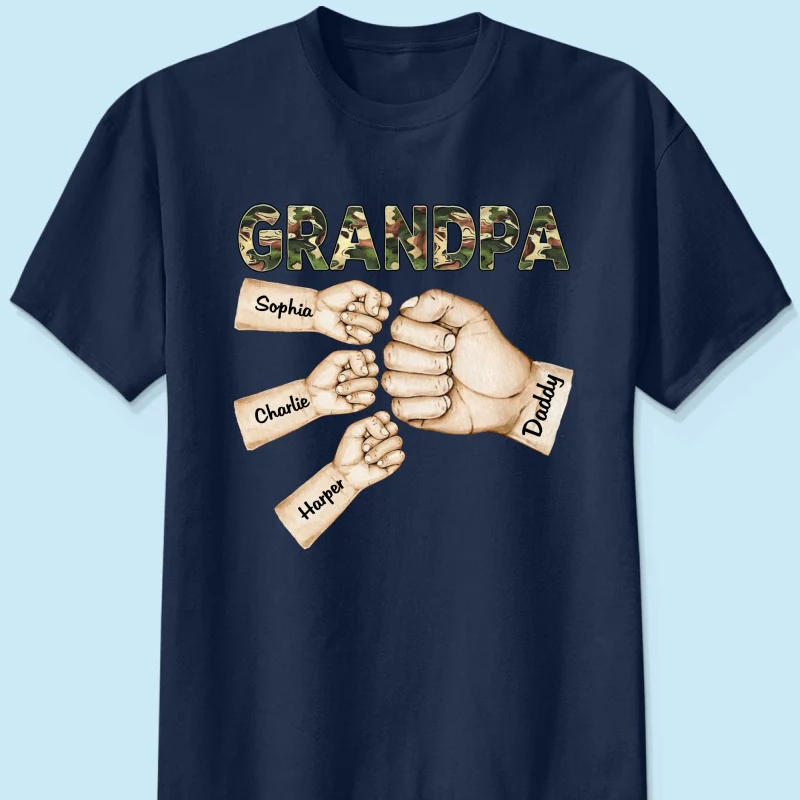 Camouflage Grandpa Dad Fist Bump Personalized Shirt - Image 11