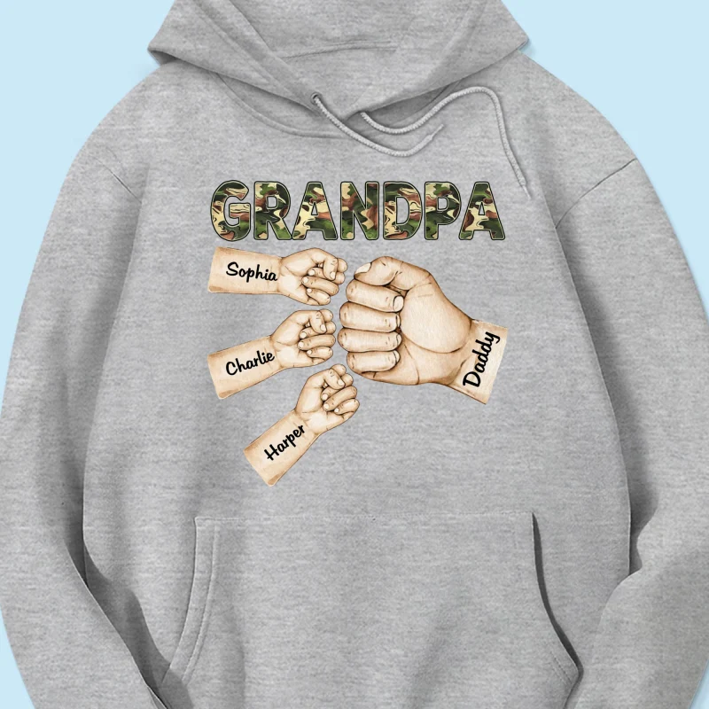 Camouflage Grandpa Dad Fist Bump Personalized Shirt - Image 12