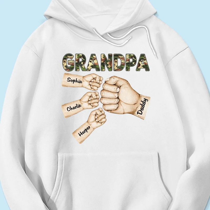 Camouflage Grandpa Dad Fist Bump Personalized Shirt - Image 13