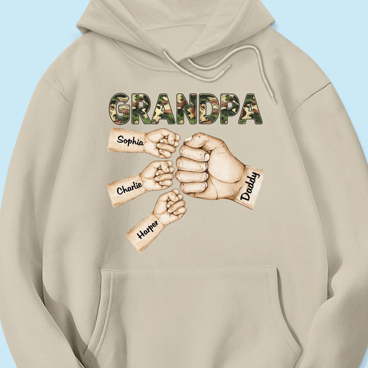Camouflage Grandpa Dad Fist Bump Personalized Shirt - Image 14
