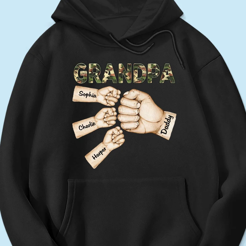 Camouflage Grandpa Dad Fist Bump Personalized Shirt - Image 15