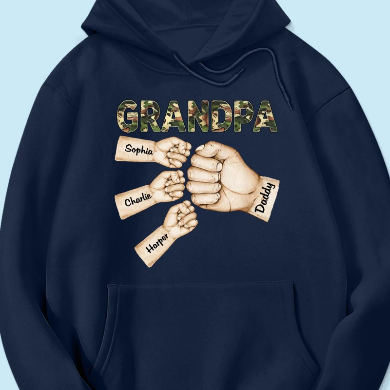 Camouflage Grandpa Dad Fist Bump Personalized Shirt - Image 16