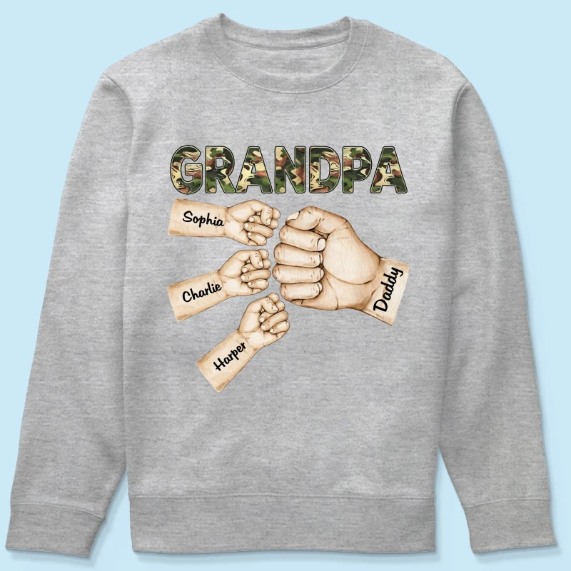Camouflage Grandpa Dad Fist Bump Personalized Shirt - Image 17