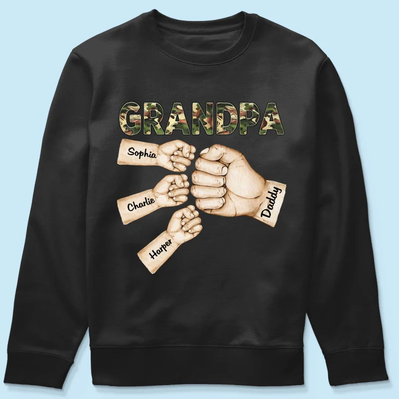 Camouflage Grandpa Dad Fist Bump Personalized Shirt - Image 19