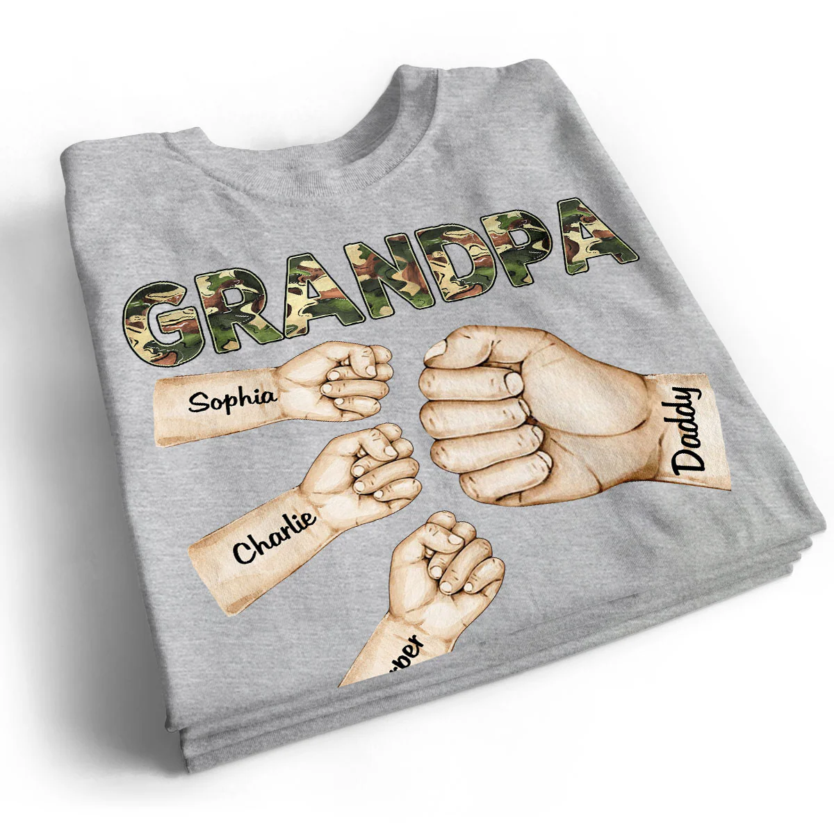 Camouflage Grandpa Dad Fist Bump Personalized Shirt - Image 2