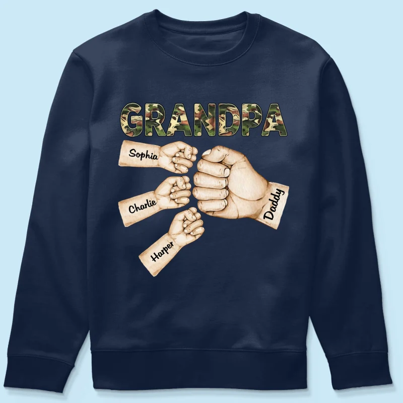 Camouflage Grandpa Dad Fist Bump Personalized Shirt - Image 20