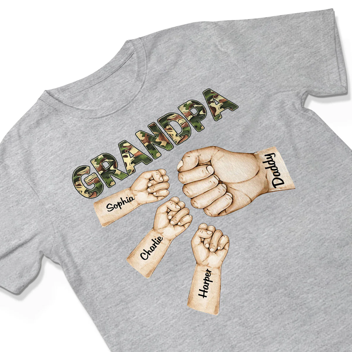 Camouflage Grandpa Dad Fist Bump Personalized Shirt - Image 3