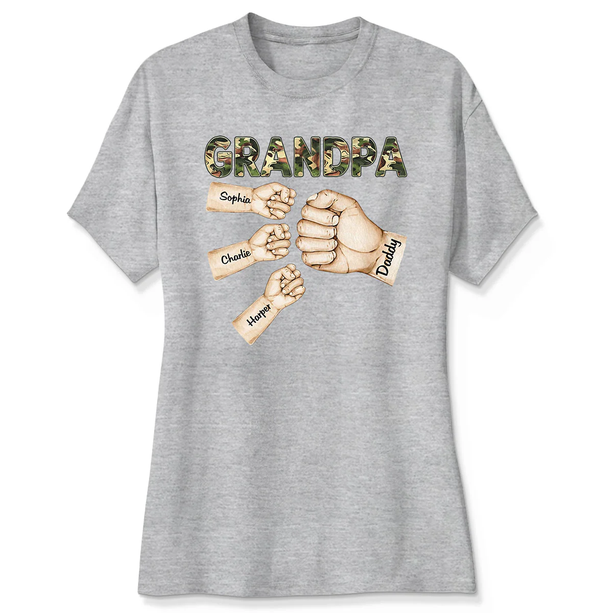 Camouflage Grandpa Dad Fist Bump Personalized Shirt - Image 4