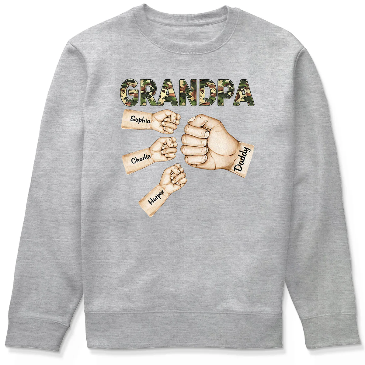 Camouflage Grandpa Dad Fist Bump Personalized Shirt - Image 6