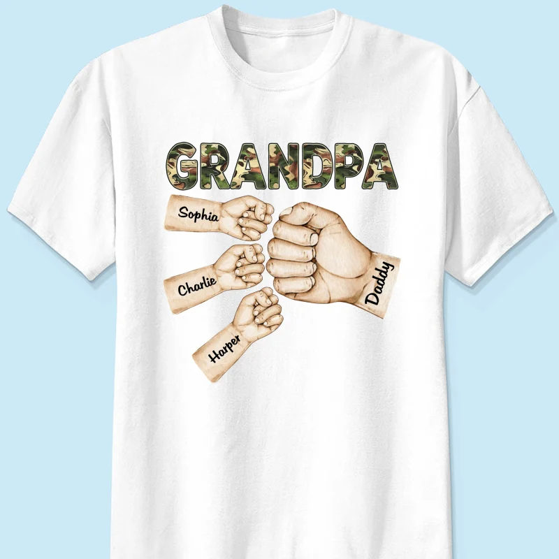 Camouflage Grandpa Dad Fist Bump Personalized Shirt - Image 8