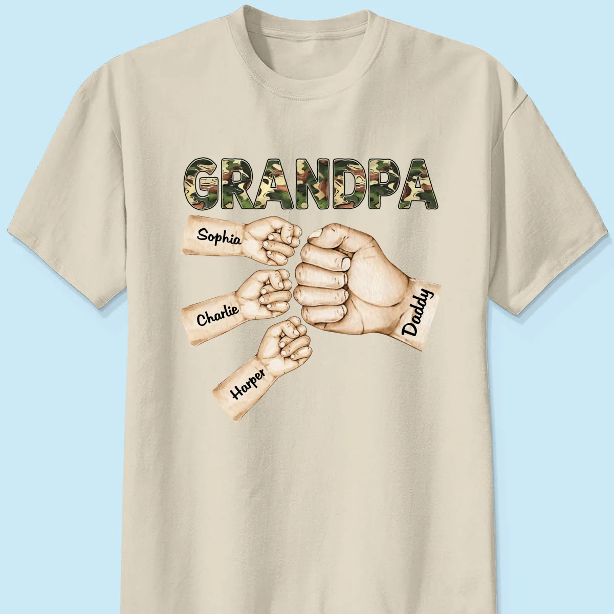 Camouflage Grandpa Dad Fist Bump Personalized Shirt - Image 9