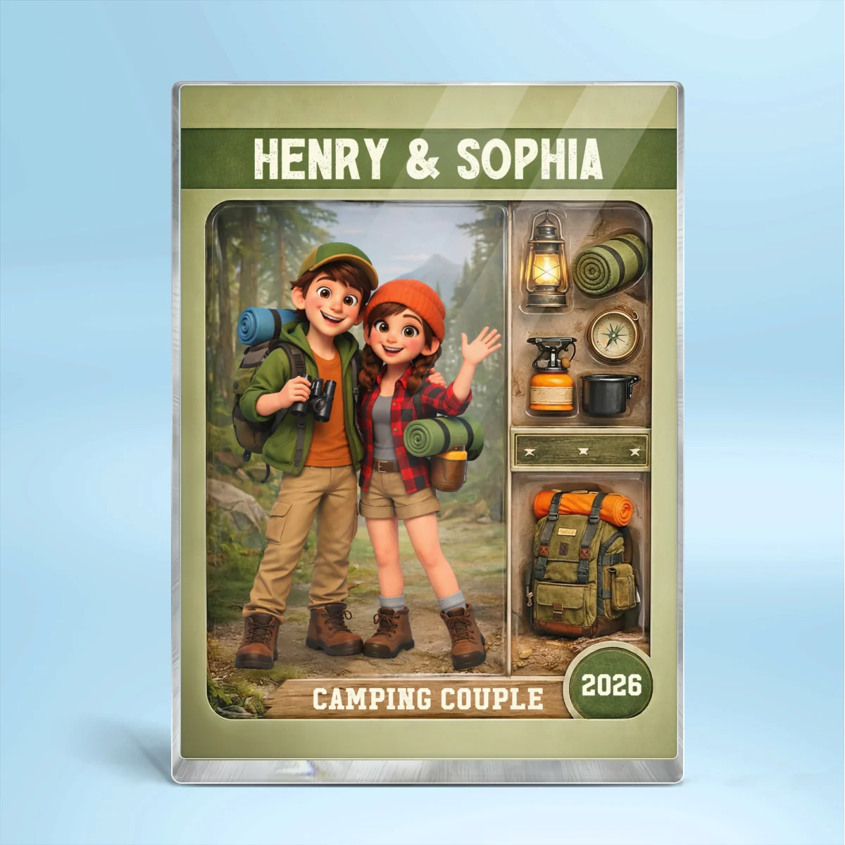 Camping Couple Action Figure - Personalized Acrylic Block Plaque - Anniversary, Valentine's Day Gift, Gift For Him, Gift For Her - Image 9