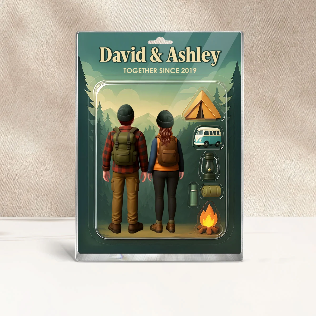 Camping Couple Toy Box Figures Style Personalized Acrylic Block Plaque - Image 10