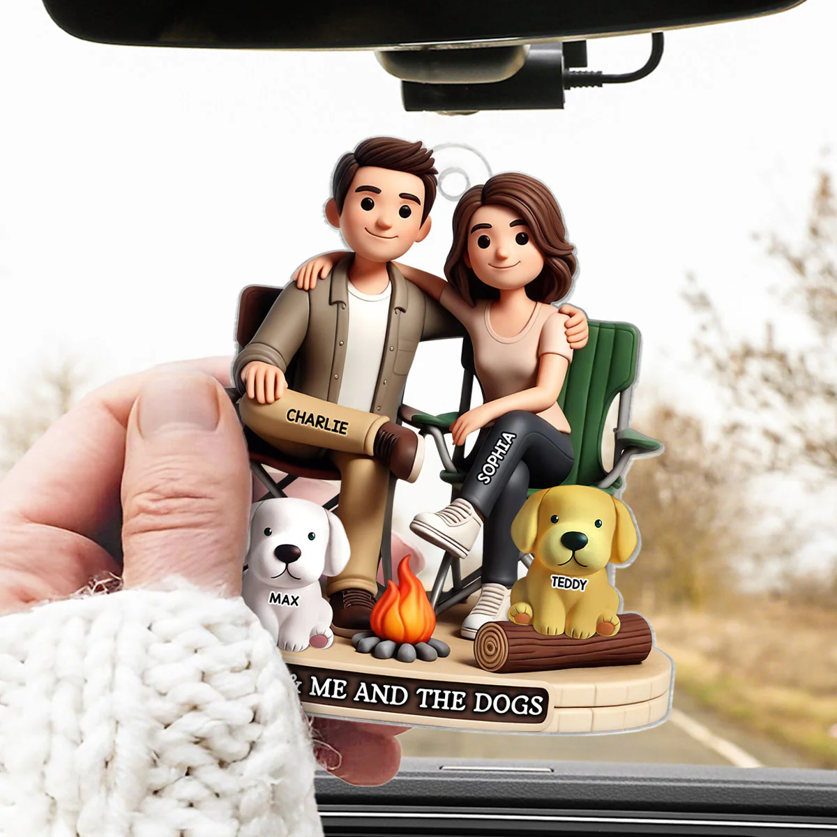 Camping Couple You Me And The Dog Cats Personalized Acrylic Car Hanger Ornament, Heartfelt Gift For Couple, For Dog Lovers, Cat Lovers, Pet Lovers - Image 5