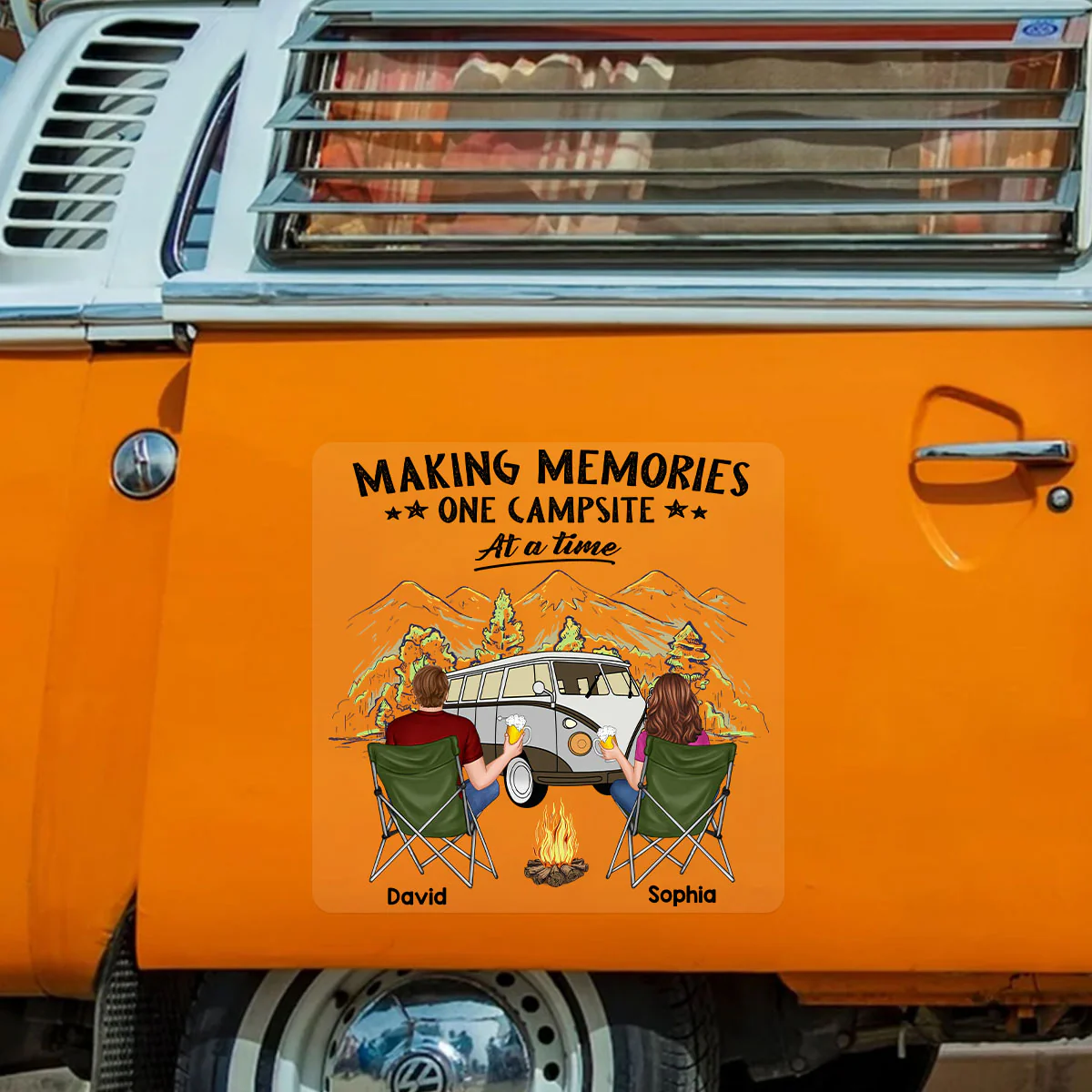 Camping Partners For Life Couple Back View Personalized RV Decal - Image 2