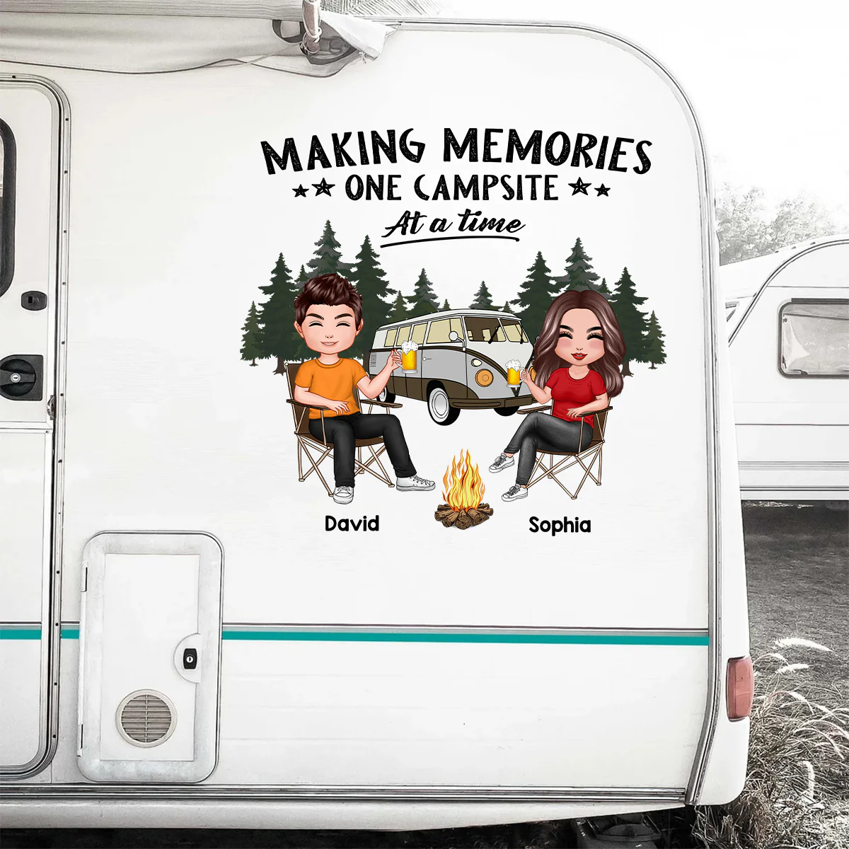 Camping Partners For Life Doll Couple Sitting Personalized RV Decal - Image 5