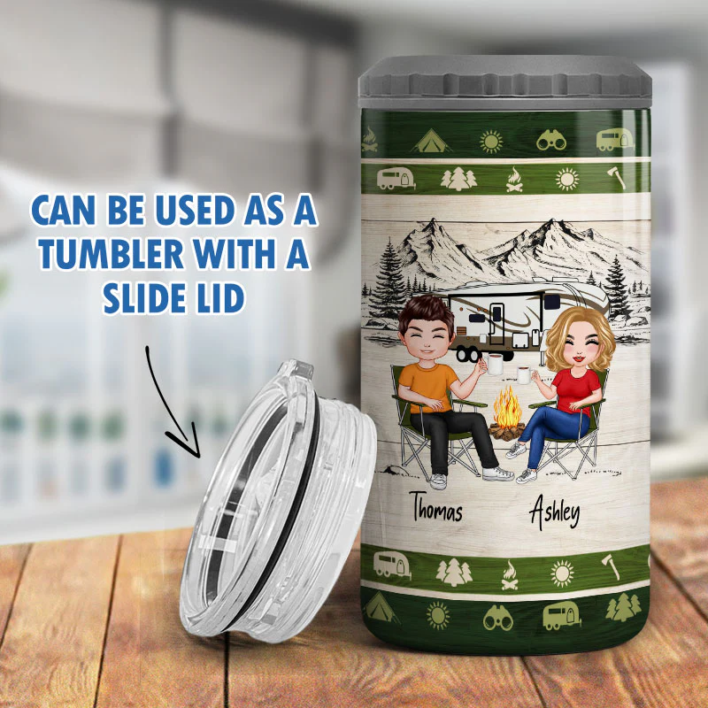 Camping With A Chance Of Drinking Multi Use Tumbler - Personalized 4 In 1 Can Cooler - Valentine‘s Day Gift For Him Gift For Her - Image 10