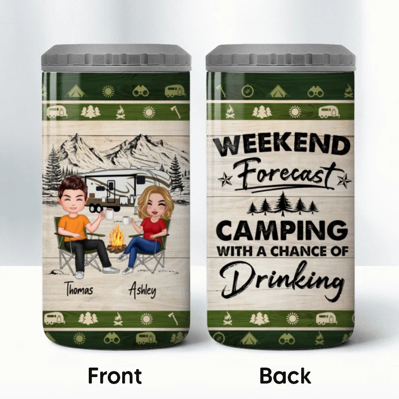 Camping With A Chance Of Drinking Multi Use Tumbler - Personalized 4 In 1 Can Cooler - Valentine‘s Day Gift For Him Gift For Her - Image 11