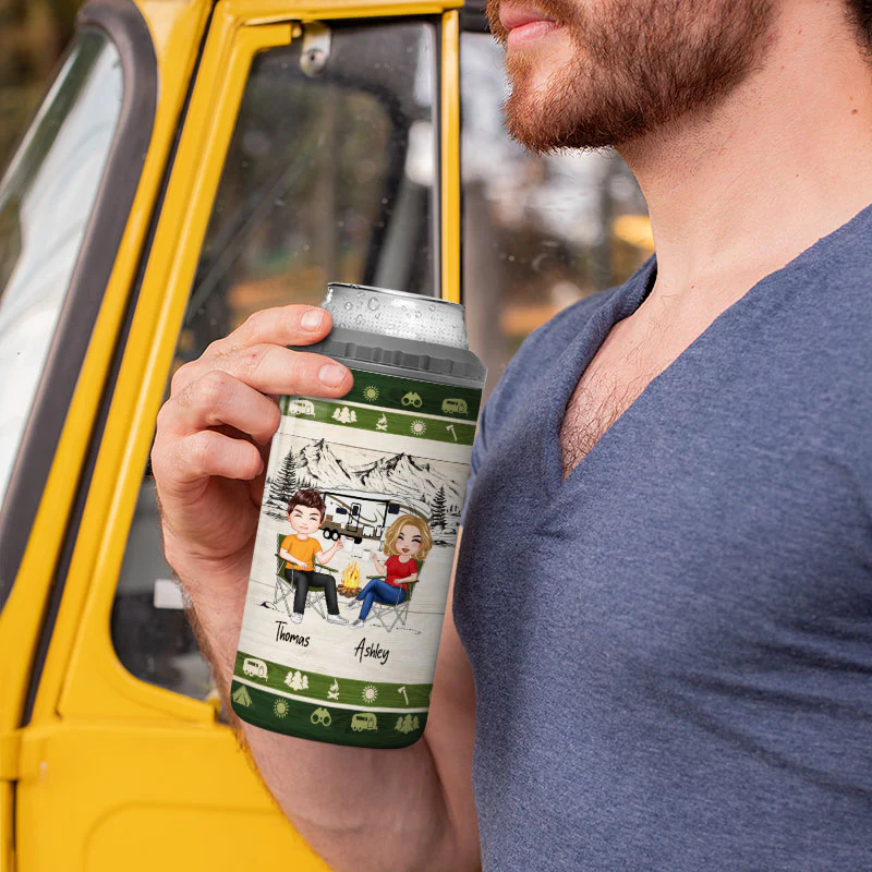 Camping With A Chance Of Drinking Multi Use Tumbler - Personalized 4 In 1 Can Cooler - Valentine‘s Day Gift For Him Gift For Her - Image 6