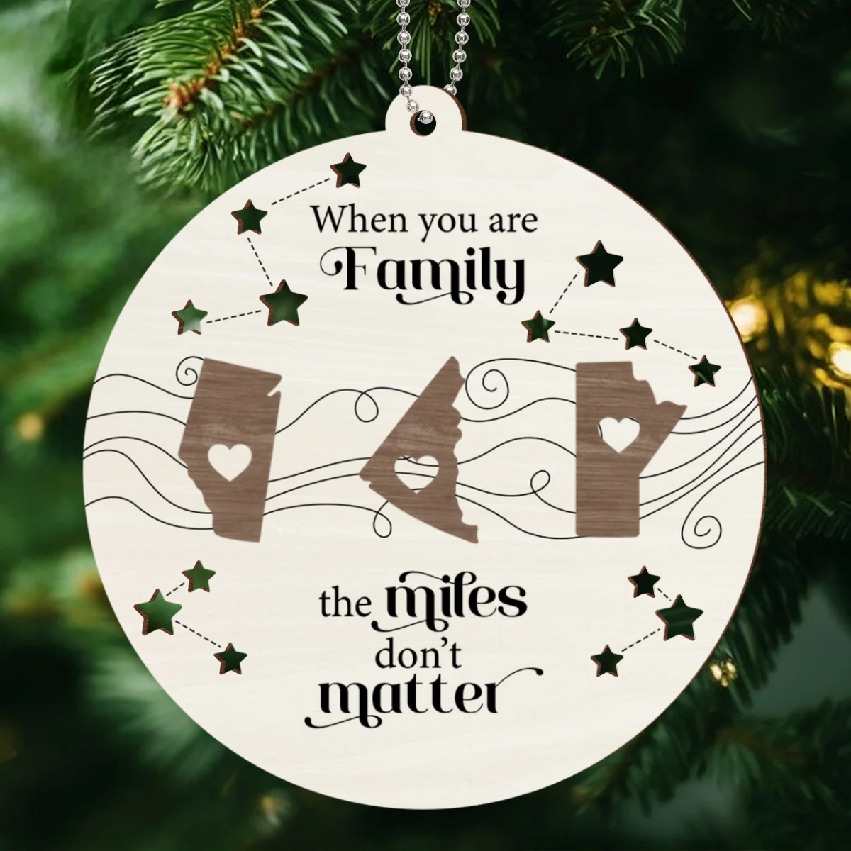 Canada Long Distance Family Friends Siblings Sisters Besties Personalized 2-Layered Wooden Ornament, Togetherness Christmas Gift - Image 9