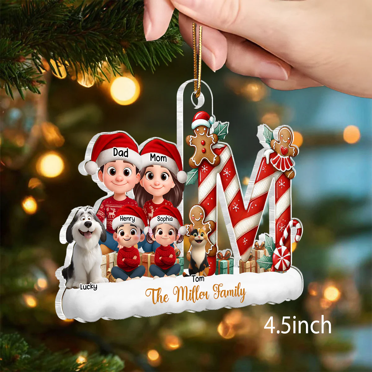 Candy Cane Alphabet Custom Initial Family Name - Personalized Acrylic Ornament - Christmas Gift for Family - Image 2
