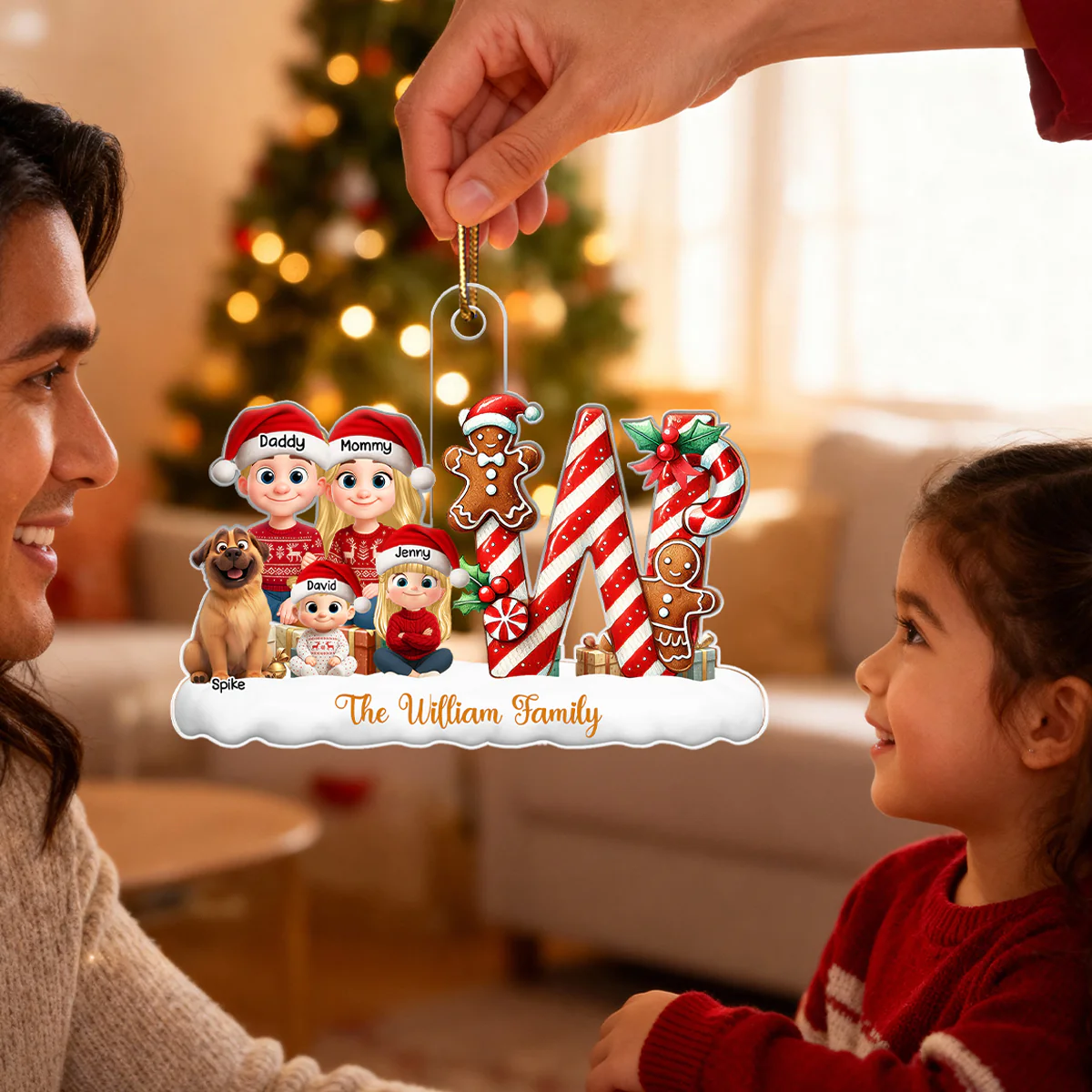 Candy Cane Alphabet Custom Initial Family Name - Personalized Acrylic Ornament - Christmas Gift for Family - Image 4