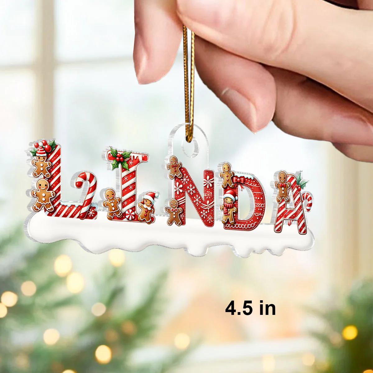 Candy Cane Alphabet - Personalized Acrylic Ornament - Christmas Tree Decor - Image 2