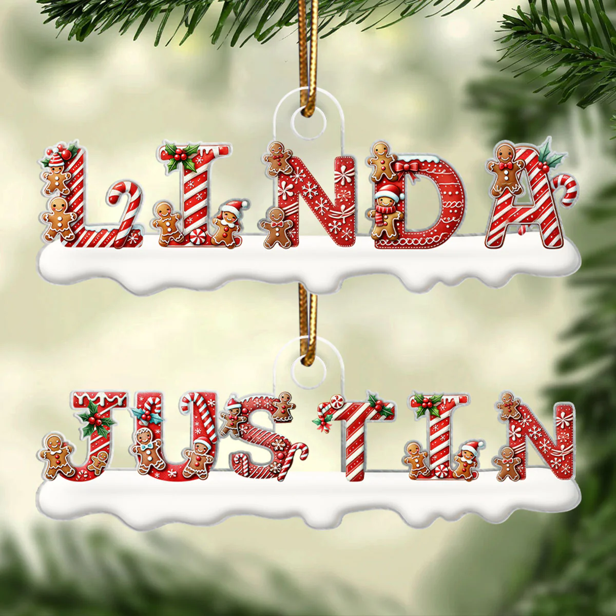Candy Cane Alphabet - Personalized Acrylic Ornament - Christmas Tree Decor - Image 6