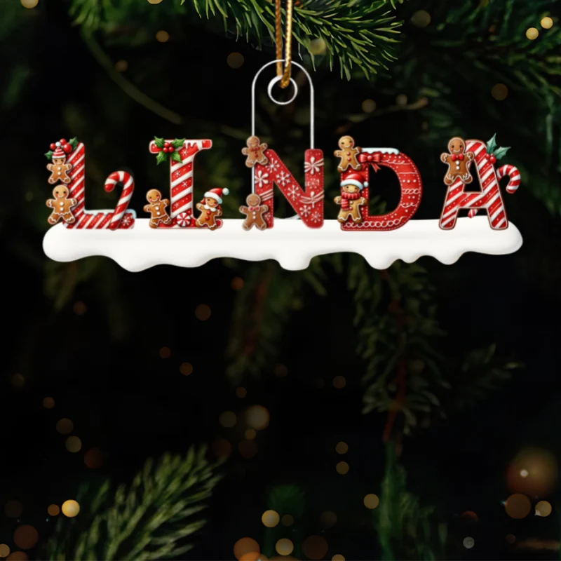 Candy Cane Alphabet - Personalized Acrylic Ornament - Christmas Tree Decor - Image 8