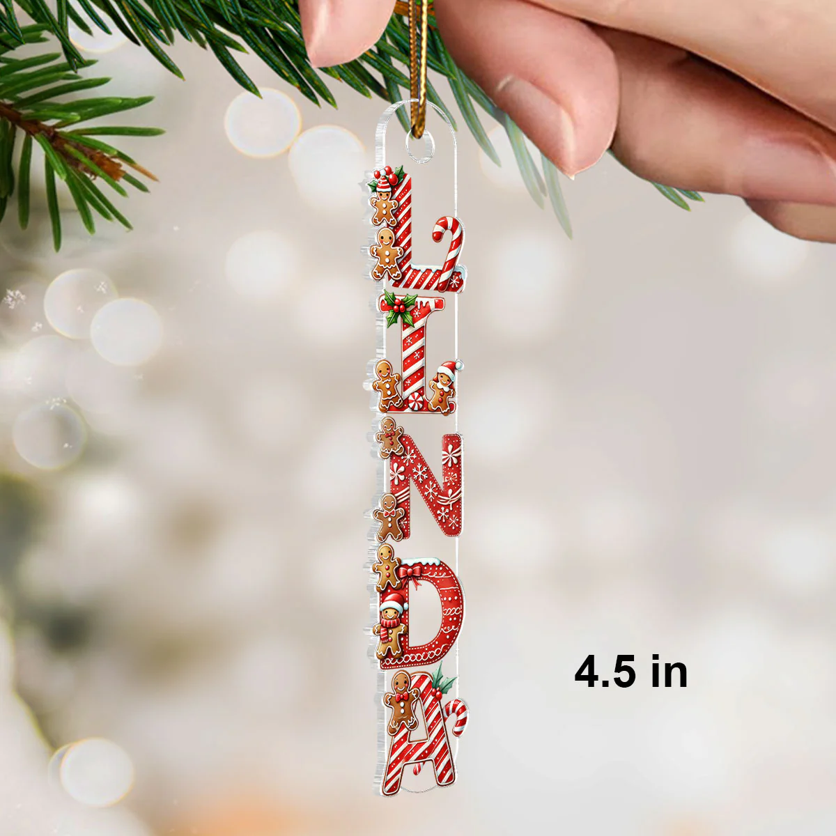 Candy Cane Alphabet - Personalized Acrylic Ornament - Christmas Tree Decor - Image 2