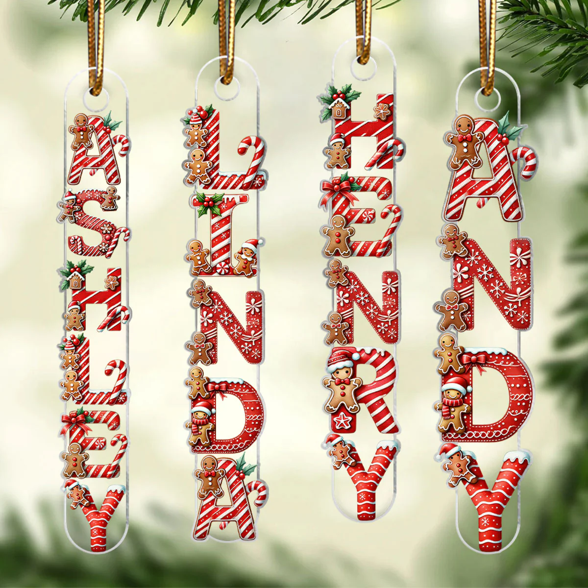 Candy Cane Alphabet - Personalized Acrylic Ornament - Christmas Tree Decor - Image 4