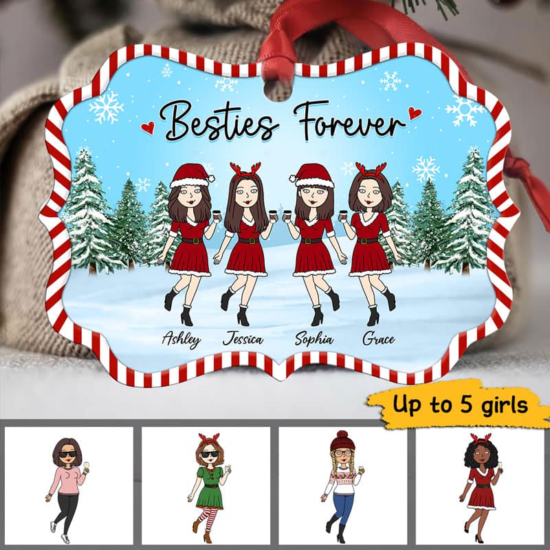 Candy Canes Frame Funny Besties Christmas Personalized Christmas Ornament - Image 2
