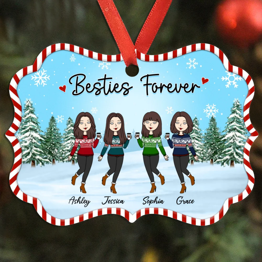 Candy Canes Frame Funny Besties Christmas Personalized Christmas Ornament - Image 4
