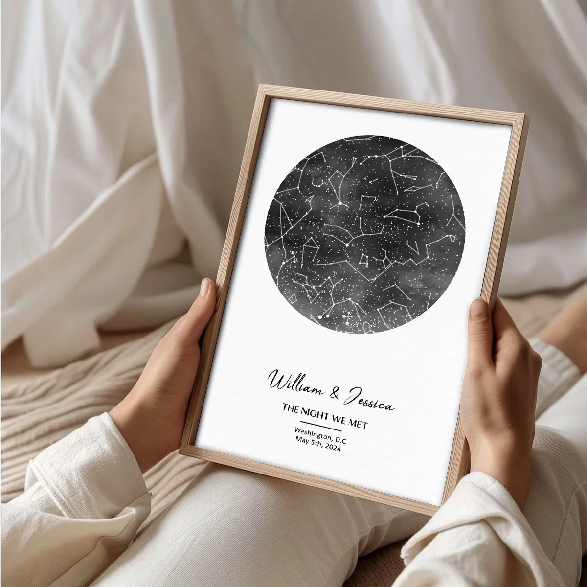 Capture the Precious Moment with the Unique Custom Star Map Poster, The Night We Met Couple Anniversary Gift, Wedding Gift, Constellation Print, Real Astronomical Data - Image 2