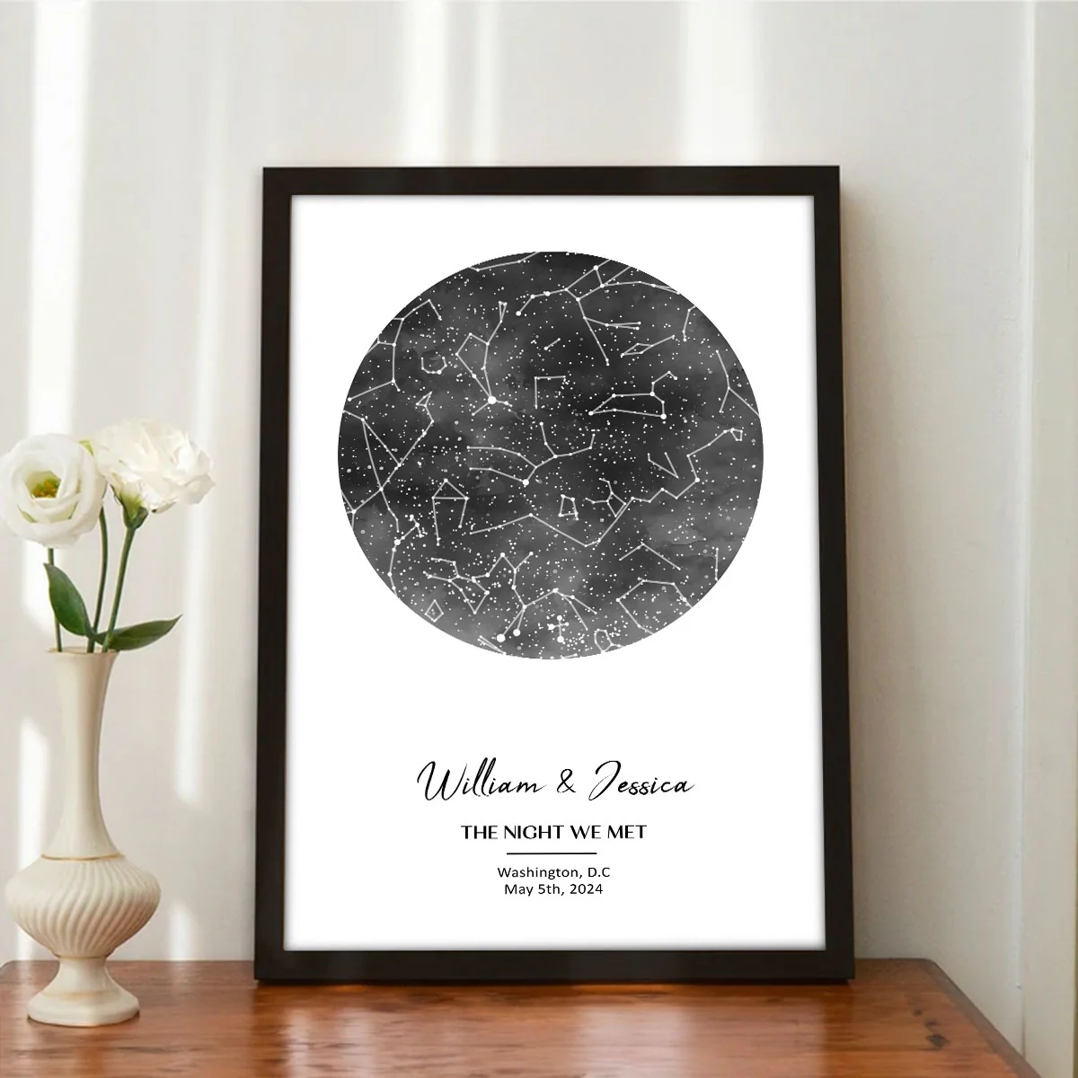 Capture the Precious Moment with the Unique Custom Star Map Poster, The Night We Met Couple Anniversary Gift, Wedding Gift, Constellation Print, Real Astronomical Data - Image 3