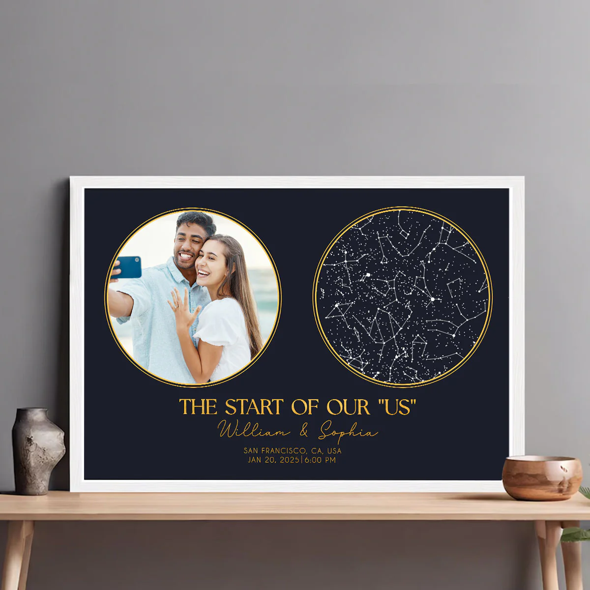 Capturing The Moment Couple Custom Golden Star Map Personalized Poster, Heartfelt Anniversary Gift For Couple, For Her, For Him - Image 5