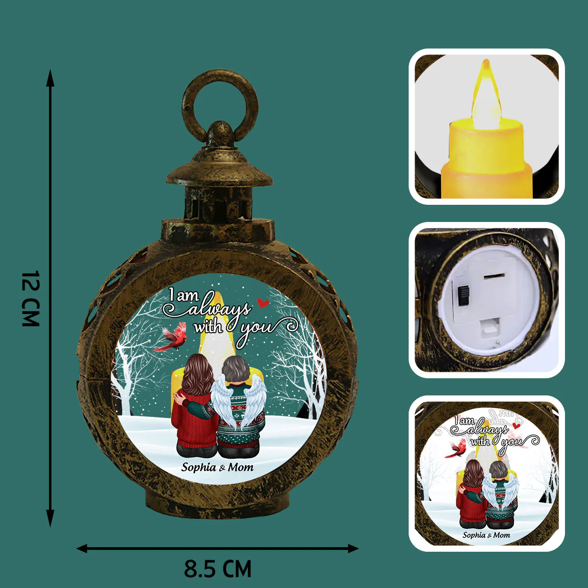 Cardinal Always With You Snow Christmas Memorial Personalized Lantern Ornament, Remembrance Gift, Sympathy Gift - Image 7