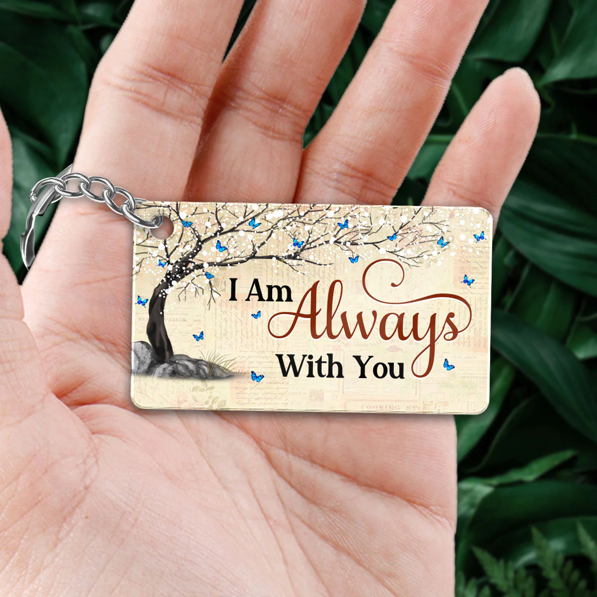 Cardinal Blossom Tree Old Paper Family Memorial Remembrance Sympathy Keepsake Personalized Acrylic Keychain - Image 2