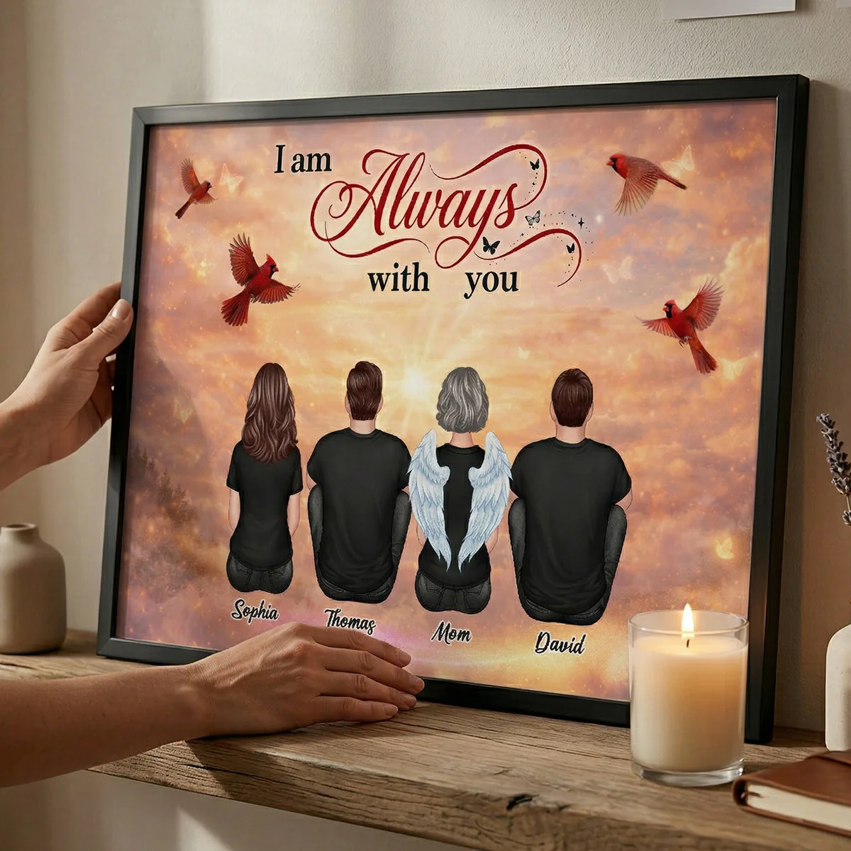 Cardinal Heaven Sky Family Memorial Always With You - Personalized Poster - Gift For Memorial, Sympathy Gift, Remembrance Gift - Image 5