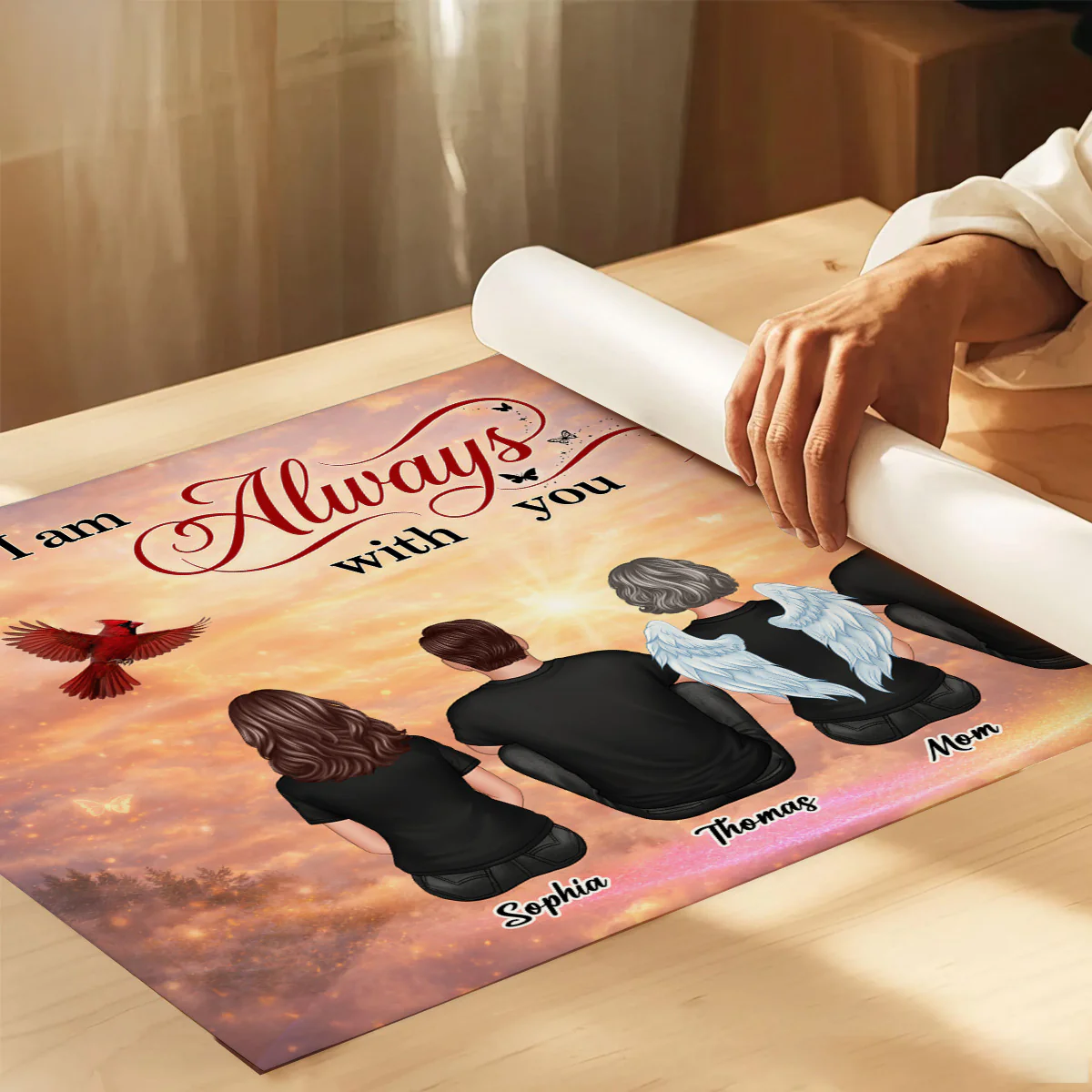 Cardinal Heaven Sky Family Memorial Always With You - Personalized Poster - Gift For Memorial, Sympathy Gift, Remembrance Gift - Image 7