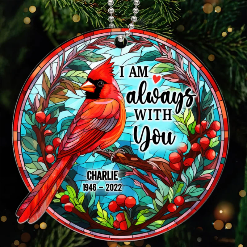Cardinal Memorial Stained Glass Personalized Acrylic Ornament - Image 4