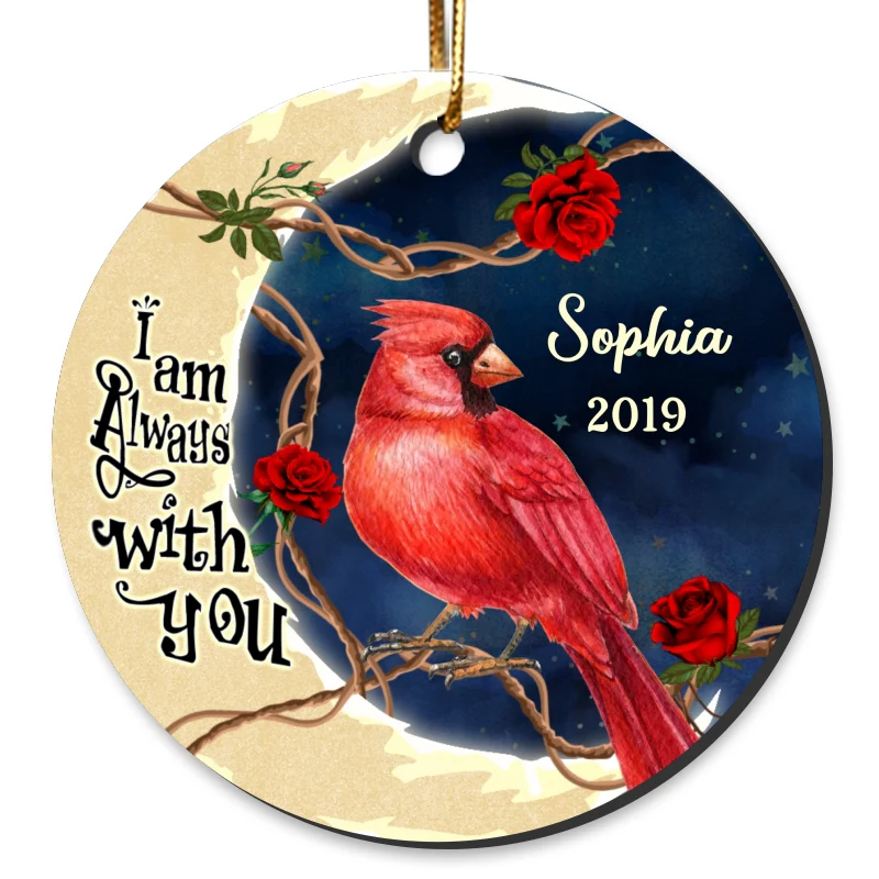 Cardinal Moon Always With You Memorial Personalized Circle Ornament - Image 4