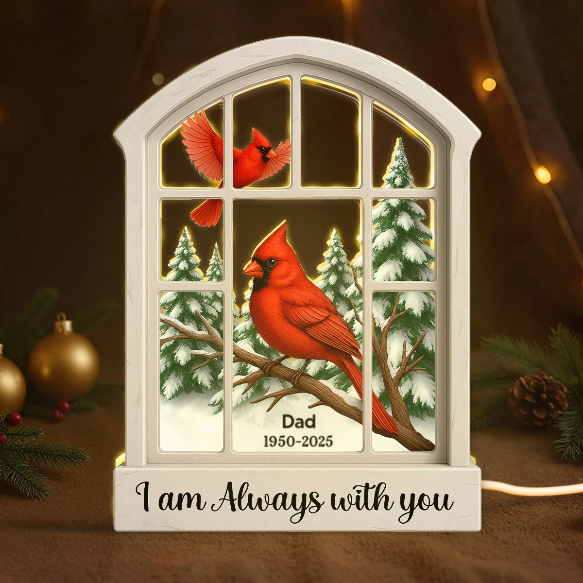 Cardinal Window Winter Scene - Personalized Light Box - Meaningful Memorial Keepsake - Image 12