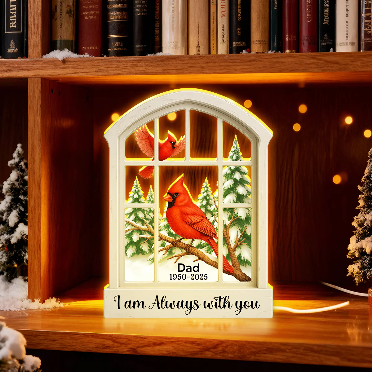 Cardinal Window Winter Scene - Personalized Light Box - Meaningful Memorial Keepsake - Image 9