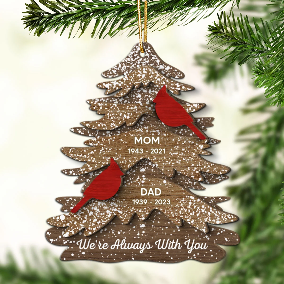 Cardinals Always With You Memorial Christmas Personalized 2-Layer Wooden Ornament, Christmas Decor, Sympathy Gift, Remembrance Gift - Image 12