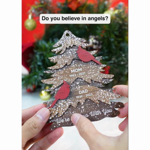 Cardinals Always With You Memorial Christmas Personalized 2-Layer Wooden Ornament, Christmas Decor, Sympathy Gift, Remembrance Gift - Image 2