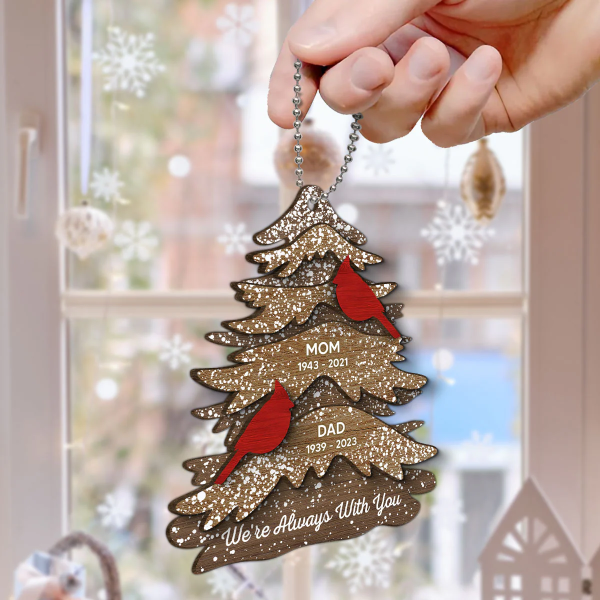 Cardinals Always With You Memorial Christmas Personalized 2-Layer Wooden Ornament, Christmas Decor, Sympathy Gift, Remembrance Gift - Image 7