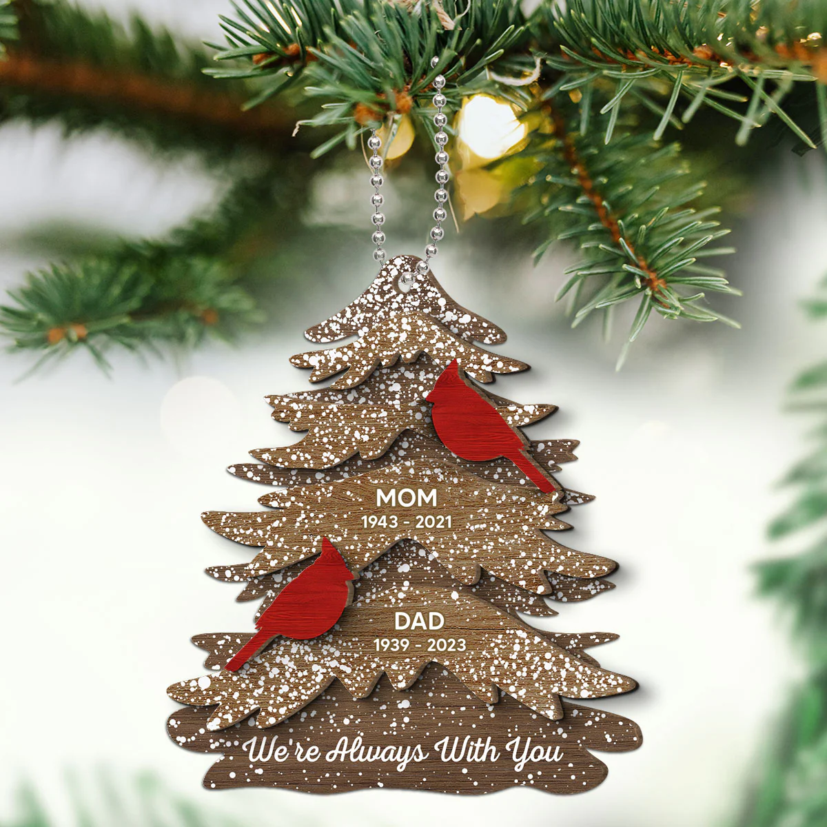 Cardinals Always With You Memorial Christmas Personalized 2-Layer Wooden Ornament, Christmas Decor, Sympathy Gift, Remembrance Gift - Image 8