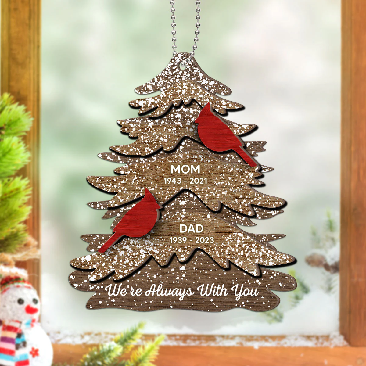 Cardinals Always With You Memorial Christmas Personalized 2-Layer Wooden Ornament, Christmas Decor, Sympathy Gift, Remembrance Gift - Image 9