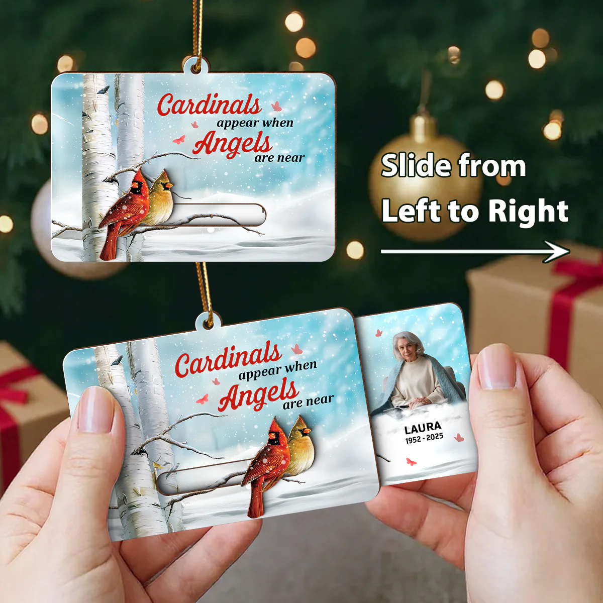 Cardinals Appear When Angels Are Near Custom Photo - Personalized Slider Ornament - Memorial Remembrance Keepsake - Image 2